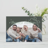 Glücklichster Urlaub Grünen Weihnachtskarte Feiertagskarte (Stehend Vorderseite)