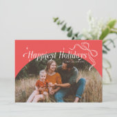 Glücklichster Urlaub Roter Weihnachtsausweis Feiertagskarte (Stehend Vorderseite)