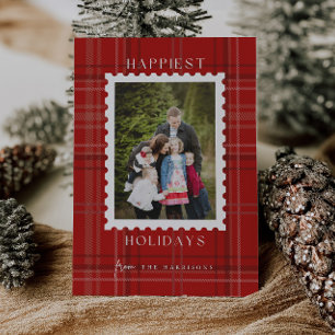 Glücklichstes Holiday Plaid Tartan Weihnachts-Foto Feiertagskarte