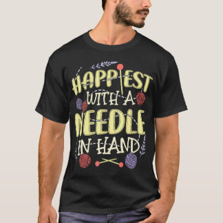 Glücklichstes Nadel Handstricken Handarbeiten Nähe T-Shirt