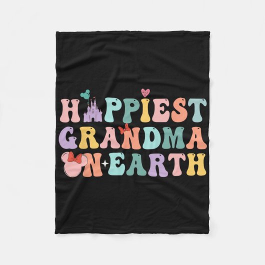 Glücklichstes Oma auf Erden Groovy Mama Muttertag Fleecedecke (Vorderseite)