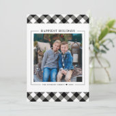 Glücklichstes Schwarzes Buffalo Kariertes Foto Feiertagskarte (Stehend Vorderseite)