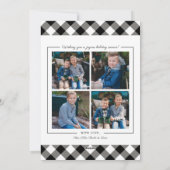 Glücklichstes Schwarzes Buffalo Kariertes Foto Feiertagskarte (Rückseite)