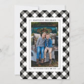 Glücklichstes Schwarzes Buffalo Kariertes Foto Feiertagskarte (Vorderseite)