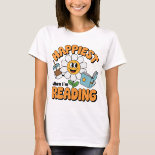 Glücklichstes, wenn ich lese – Süße Gänseblümchen- T-Shirt