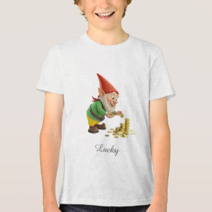 Glücks-Gnom mit Goldmünzen und Schriftzug Tri-Blend Shirt
