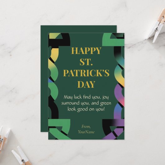 Glücks-Gold-Kleeblatt St. Patrick's Day Karte (Vorderseite/Rückseite Beispiel)
