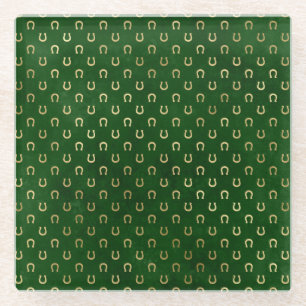 Glücks-Hufeisen-Glücksbringer Grüner St. Patrick's Glasuntersetzer