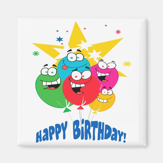 Glücksballons mit Gesichtern Cartoon Magnet (Vorne)