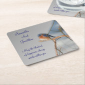 Glücksblauer-Vogel-Hochzeit Rechteckiger Pappuntersetzer (angewinkelt)