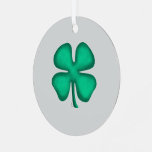 Glücksbringer 4-Blatt-Irland-Klee grau rundes Meta Ornament Aus Metall