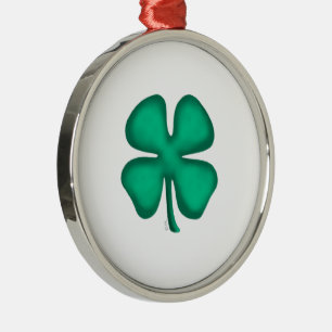 Glücksbringer 4-Blatt-Irland-Klee weiß r Premium-O Ornament Aus Metall