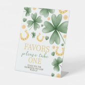 Glücksbringer-Baby-Shower-Mitgebsel-Tischschild Sockelschild (Vorderseite)