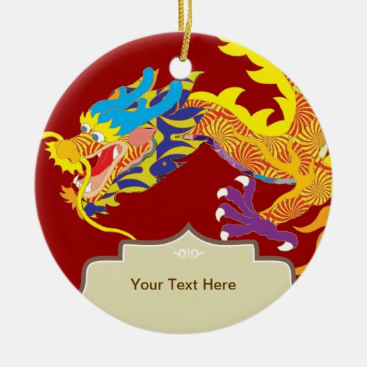 Glücksbringer-Chinese-Drache Keramikornament (Vorne)