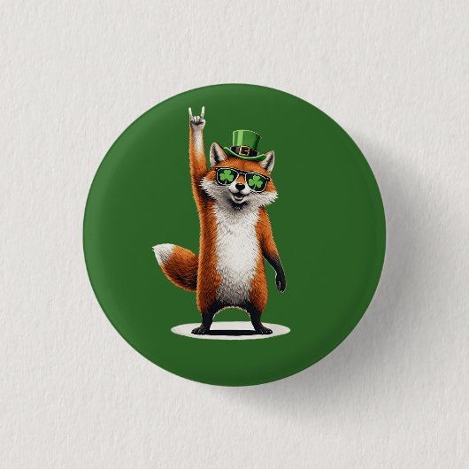 Glücksbringer Fuchs Shamrock Sonnenbrille St. Patr Button (Vorderseite)