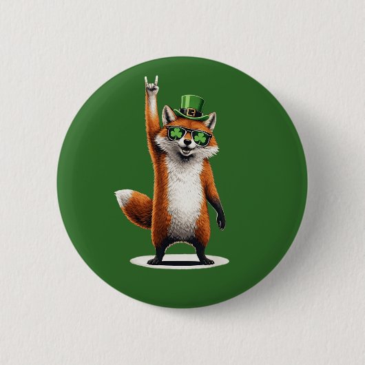 Glücksbringer Fuchs Shamrock Sonnenbrille St. Patr Button (Vorderseite)