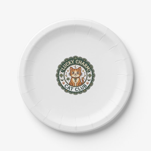 Glücksbringer-Katze POD Vektorgrafik - Glücksbring Pappteller (Vorderseite)