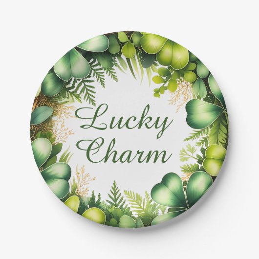 Glücksbringer-Shamrock-Kranz-Papierteller Pappteller (Vorderseite)