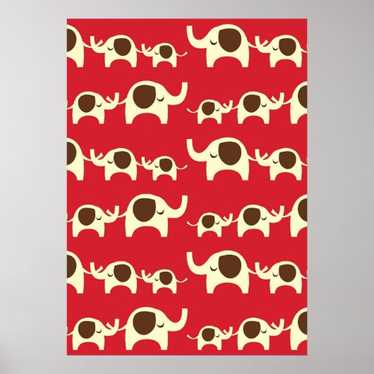 Glückselefant Kirsche rot süß Naturmuster Poster (Vorne)