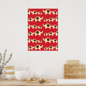 Glückselefant Kirsche rot süß Naturmuster Poster (Küche)