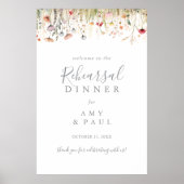Glückselige Boho-Wildblumen-Probe-Dinner-Willkomme Poster (Vorne)