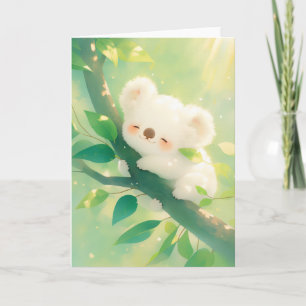 Glückseliger Koala umarmt einen Ast Karte