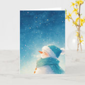 Glückseliger Schneemann Karte (Gelbe Blume)