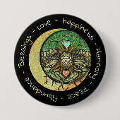 Glückseligkeit, Liebe, Harmonie, Frieden, Segenskn Button (Vorderseite)