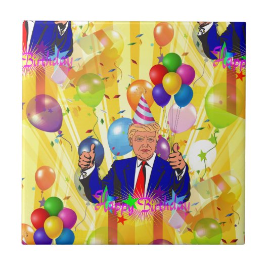 Glücksgeburtstag Donald Trump Fliese (Vorderseite)