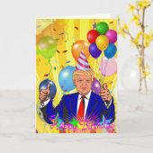 Glücksgeburtstag Donald Trump Karte (Gelbe Blume)