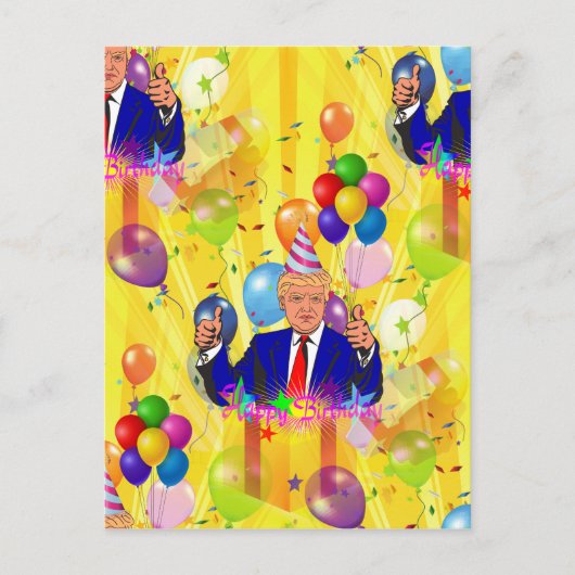 Glücksgeburtstag Donald Trump Postkarte (Vorderseite)