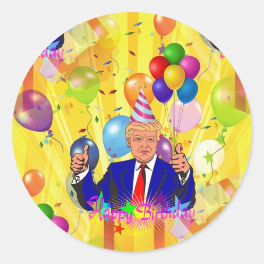 Glücksgeburtstag Donald Trump Runder Aufkleber (Vorderseite)