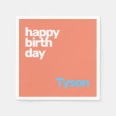 Glücksgeburtszettel mit modernem Pfirsichpapier Serviette (Vorderseite)