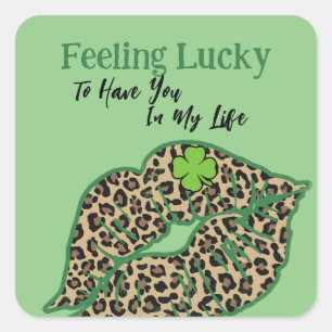 Glücksgefühl St. Patrick's Day Vintage Leopard Quadratischer Aufkleber