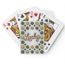 Glücksgrüne Goldene Kleeblätter Silber Karte Deck