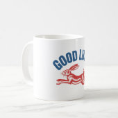 Glückshase – Vintage-Laufhasendesign Kaffeetasse (Vorderseite Links)