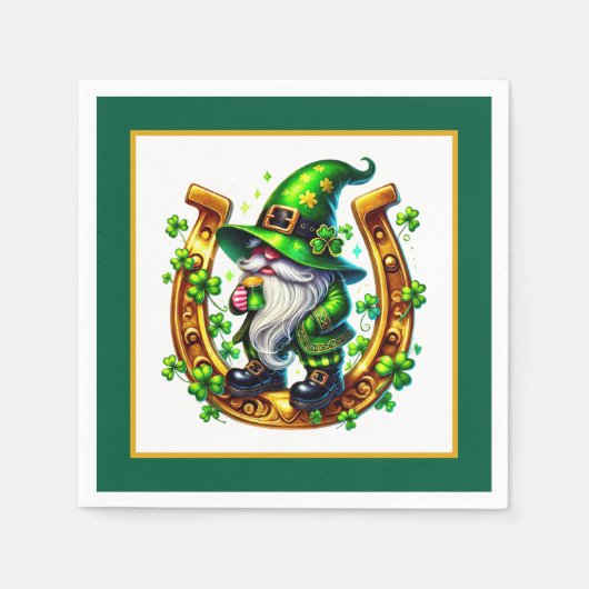 Glückshufeisen Kobold St. Patrick's Day Serviette (Vorderseite)