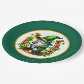 Glückshufeisen Leprechaun St. Patrick's Day Pappteller (Schrägansicht)
