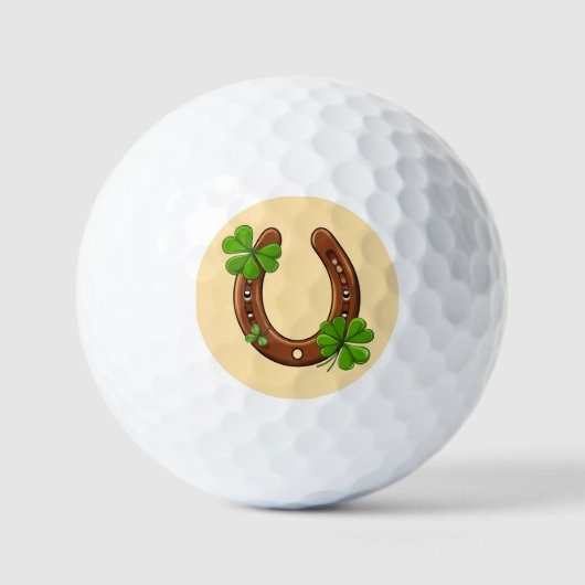 Glückshufeisen mit grünen Shamrocks Golfball (Vorderseite)