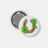 Glückshufeisen mit grünen Shamrocks Magnet (Vorderseite/Rückseite)