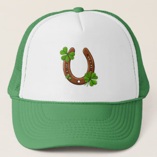 Glückshufeisen mit grünen Shamrocks Truckerkappe