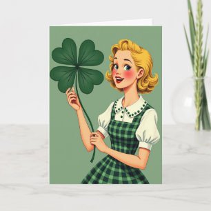 Glückskarte im Retro-Stil für Blondinen Karte