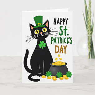 Glückskarte mit Shamrock-Katze Karte