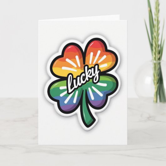 Glückskarte Regenbogen-Kleeblatt Karte (Vorderseite)
