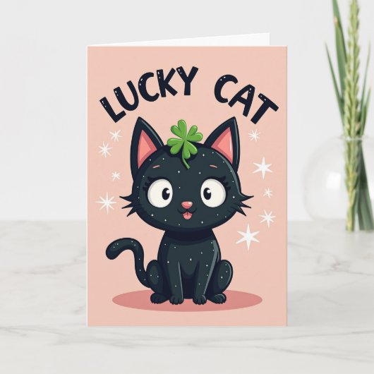 Glückskarte Schwarze Katze Stern Karte (Vorderseite)
