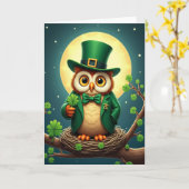 Glückskarten-Eule Festive Green Card Karte (Gelbe Blume)