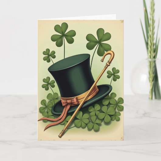 Glückskarten zum St. Patrick's Day mit Hut Karte (Vorderseite)