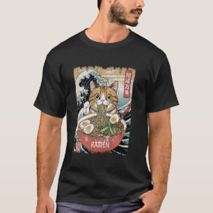 Glückskatze isst Ramen u2013 Japanische Welle Retr T-Shirt