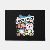Glückskatze-Kunst – Maneki Neko mit Goldmünze Fußmatte (Vorderseite)