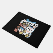 Glückskatze-Kunst – Maneki Neko mit Goldmünze Fußmatte (Schrägansicht)